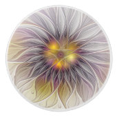 発光カラフル花、抽象芸術フラモダンクタル セラミックノブ (正面)