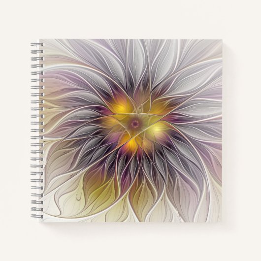 発光カラフル花、抽象芸術フラモダンクタル ノートブック (正面)