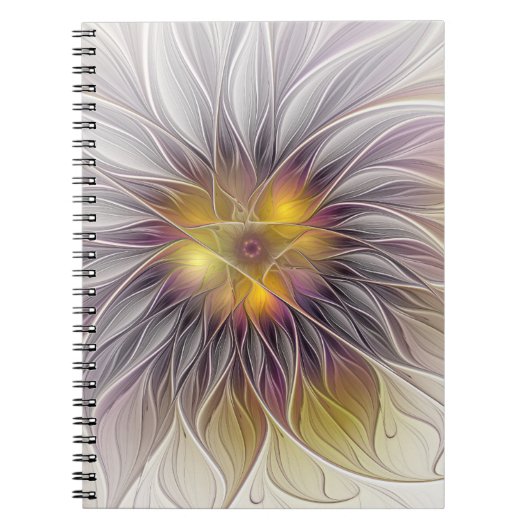 発光カラフル花、抽象芸術フラモダンクタル ノートブック (正面)