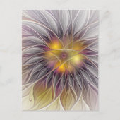 発光カラフル花、抽象芸術フラモダンクタル ポストカード (正面)