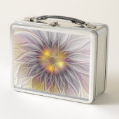 発光カラフル花、抽象芸術フラモダンクタル メタルランチボックス (正面)