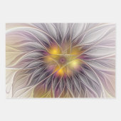 発光カラフル花、抽象芸術フラモダンクタル ラッピングペーパーシート (正面)