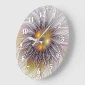 発光カラフル花、抽象芸術フラモダンクタル ラージ壁時計 (傾斜)