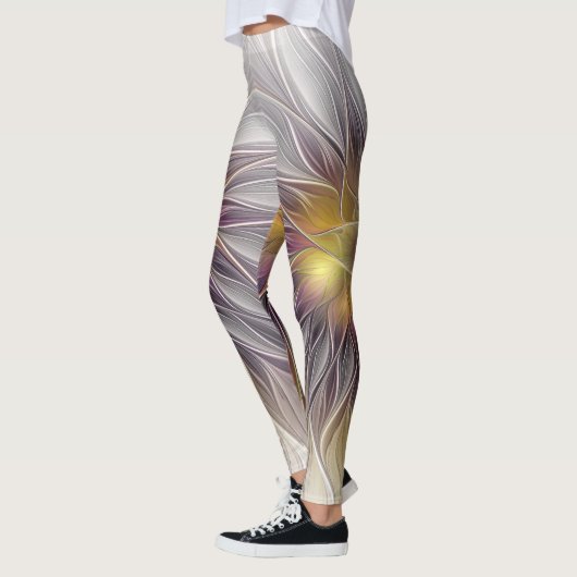 発光カラフル花、抽象芸術フラモダンクタル レギンス (左)