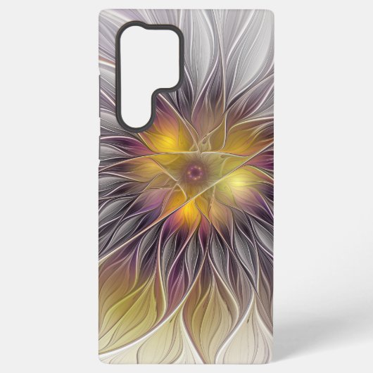 発光カラフル花、抽象芸術フラモダンクタル SAMSUNG GALAXYケース (裏面)