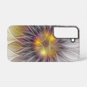 発光カラフル花、抽象芸術フラモダンクタル SAMSUNG GALAXYケース (裏面横)