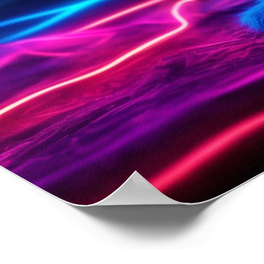 発光キツネ動物深い暗黒林 ポスター (角)