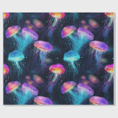 発光クラゲ水中パターン ラッピングペーパー (フラット)