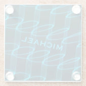 発光クール青色波パターパーソナライズされたン ガラスコースター (裏面)