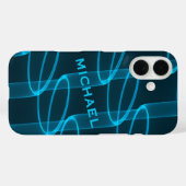 発光クール青色波パターパーソナライズされたン Case-Mate iPhoneケース (裏面 (横))