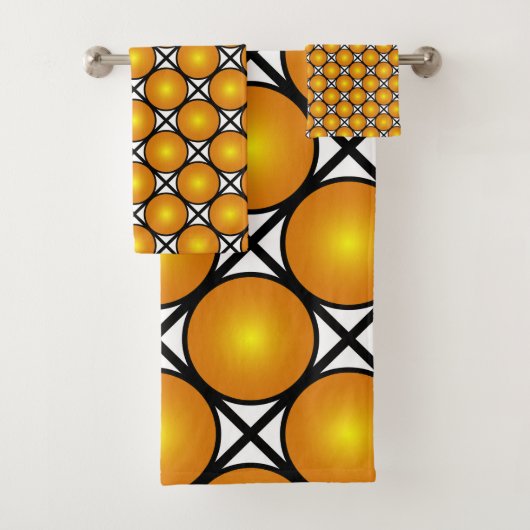 発光ゴールデンドット白黒格子パターン バスタオルセット (インサイチュ)