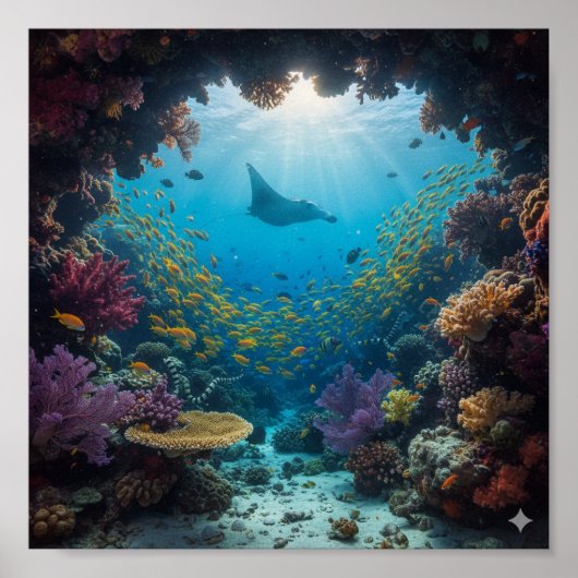 発光サンゴ礁 - 輝く水中世界 ポスター (正面)