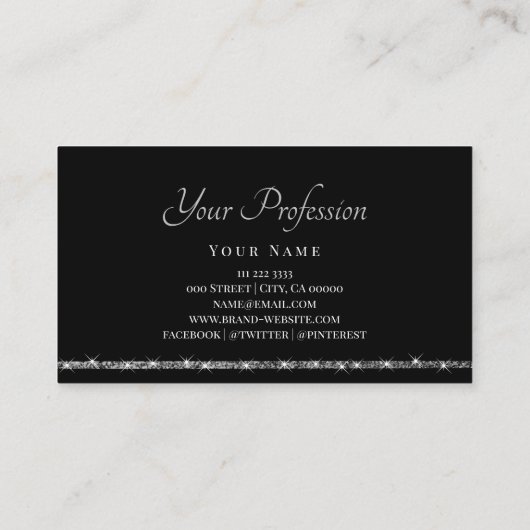 発光シルバーグリッタースパークルスターロゴブラック 名刺 (裏面)