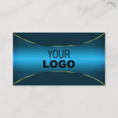 発光ティール(緑がかった色)と金ゴールド縁どきらめくとロゴ 名刺 (正面)