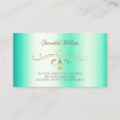 発光ティール（緑がかった色）華美金ゴールドコー縁どナー観賞用 名刺 (裏面)