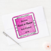 発光ピンクグリッタースパークルスター製品ラベル スクエアシール (封筒)