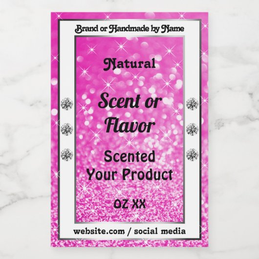 発光ピンクグリッタースパークルスター製品ラベル フードラベル (シングルラベル)