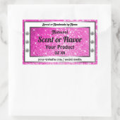 発光ピンクグリッタースパークルスター製品ラベル 長方形シール (バッグ)