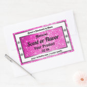 発光ピンクグリッタースパークルスター製品ラベル 長方形シール (封筒)