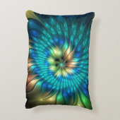 発光ファンタジーフラワーカラフル、抽象芸術フラクタル アクセントクッション (裏面(縦))