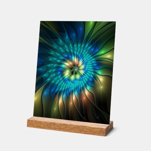 発光ファンタジーフラワーカラフル、抽象芸術フラクタル アクリルサイン (傾斜)