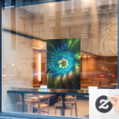 発光ファンタジーフラワーカラフル、抽象芸術フラクタル ウィンドウサイン (カフェ窓)