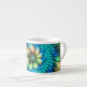 発光ファンタジーフラワーカラフル、抽象芸術フラクタル エスプレッソカップ (正面右)