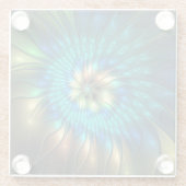 発光ファンタジーフラワーカラフル、抽象芸術フラクタル ガラスコースター (裏面)