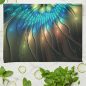 発光ファンタジーフラワーカラフル、抽象芸術フラクタル キッチンタオル (折り畳み)