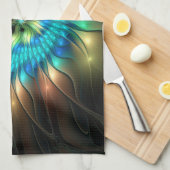 発光ファンタジーフラワーカラフル、抽象芸術フラクタル キッチンタオル (四つ折り)