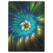 発光ファンタジーフラワーカラフル、抽象芸術フラクタル クリップボード (裏面)