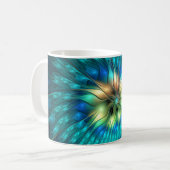 発光ファンタジーフラワーカラフル、抽象芸術フラクタル コーヒーマグカップ (正面左)