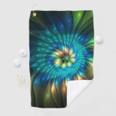 発光ファンタジーフラワーカラフル、抽象芸術フラクタル ゴルフタオル (インサイチュ)