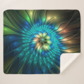 発光ファンタジーフラワーカラフル、抽象芸術フラクタル シェルパブランケット (正面(横))