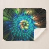 発光ファンタジーフラワーカラフル、抽象芸術フラクタル シェルパブランケット (正面(横))