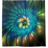 発光ファンタジーフラワーカラフル、抽象芸術フラクタル シャワーカーテン (正面)