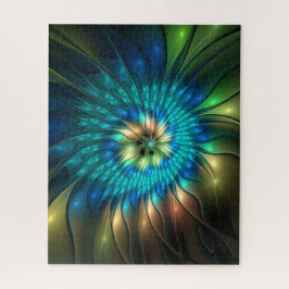 発光ファンタジーフラワーカラフル、抽象芸術フラクタル ジグソーパズル