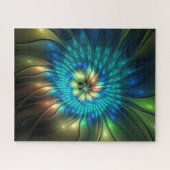 発光ファンタジーフラワーカラフル、抽象芸術フラクタル ジグソーパズル (横)