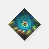 発光ファンタジーフラワーカラフル、抽象芸術フラクタル スタンダードカクテルナプキン (角)