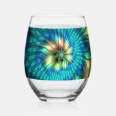 発光ファンタジーフラワーカラフル、抽象芸術フラクタル ステムなしワイングラス (裏面)