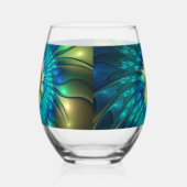 発光ファンタジーフラワーカラフル、抽象芸術フラクタル ステムなしワイングラス (右)