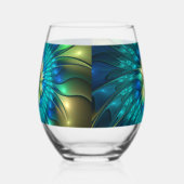 発光ファンタジーフラワーカラフル、抽象芸術フラクタル ステムなしワイングラス (左)