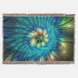 発光ファンタジーフラワーカラフル、抽象芸術フラクタル スローブランケット