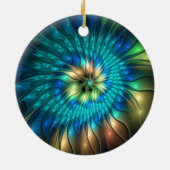 発光ファンタジーフラワーカラフル、抽象芸術フラクタル セラミックオーナメント (裏面)