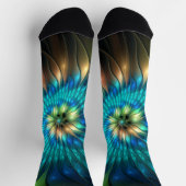 発光ファンタジーフラワーカラフル、抽象芸術フラクタル ソックス (上部)