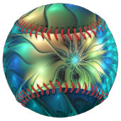 発光ファンタジーフラワーカラフル、抽象芸術フラクタル ソフトボール (裏面)