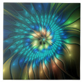 発光ファンタジーフラワーカラフル、抽象芸術フラクタル タイル (正面)