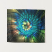 発光ファンタジーフラワーカラフル、抽象芸術フラクタル タペストリー (正面(横))