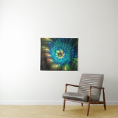 発光ファンタジーフラワーカラフル、抽象芸術フラクタル タペストリー (インサイチュ(横))