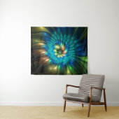 発光ファンタジーフラワーカラフル、抽象芸術フラクタル タペストリー (インサイチュ(横))